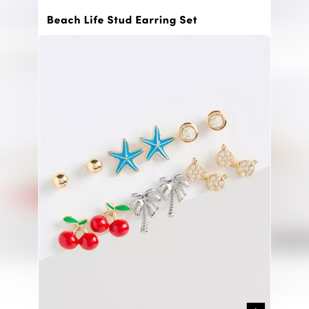 Torrid Beach Life Stud Earring Set - Gold Silver Red Blue 15$